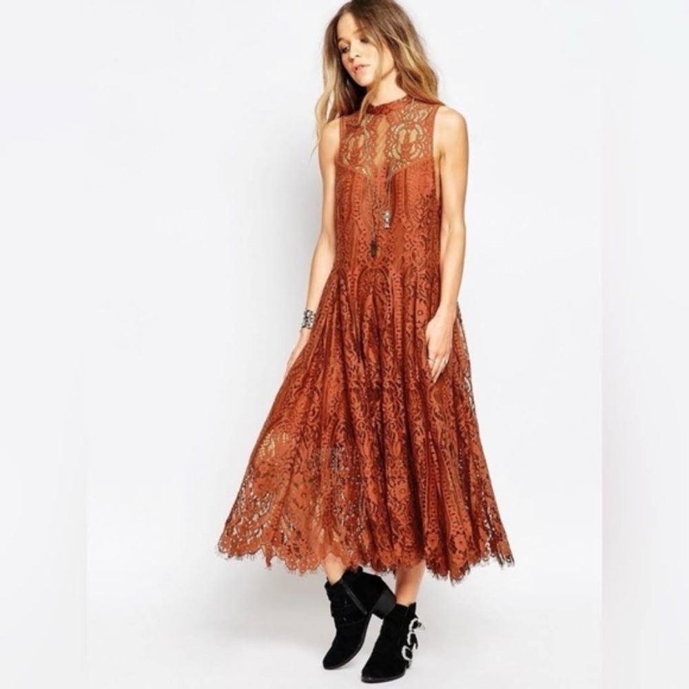 Free People Angel Rays Lace Midi Dress
